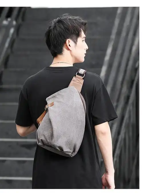 新款胸包男士包包个性单肩包运动腰包休闲帆布迷你小包斜挎包定制