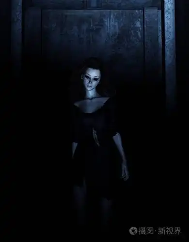 3d 插图, 黑暗中的幽灵女人, 恐怖背景照片-正版商用图片03fb1x-摄图