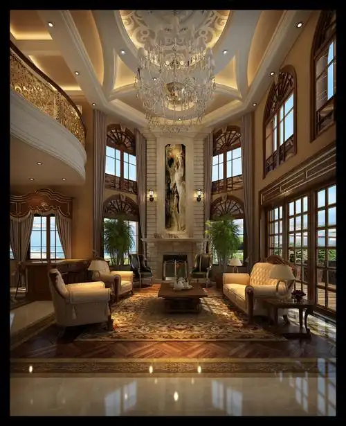 欧式别墅客厅效果图-美生视觉-.