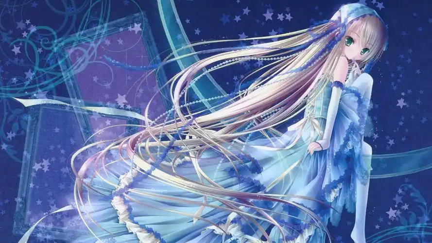 美少女 蓝色裙子 可爱 唯美 4k动漫图片