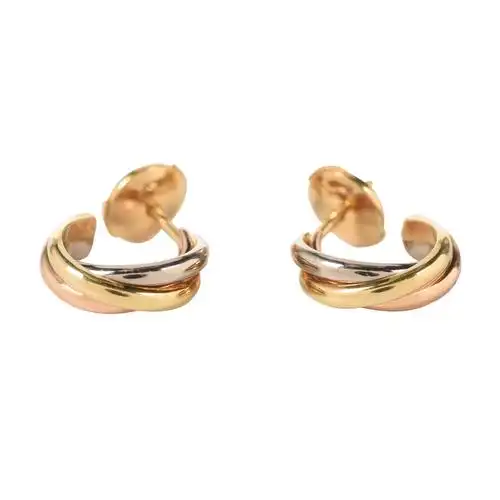 [9.9新]卡地亚cartier女士750三色金耳环trinity系列10010425