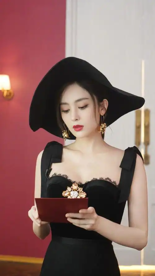 娜扎黑色礼帽造型##娜扎神秘摩登大片