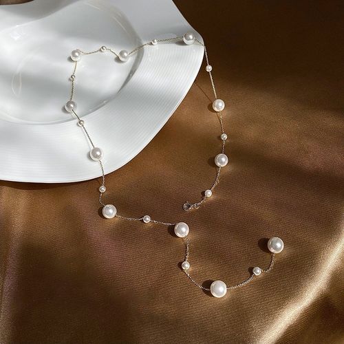 满天星流苏珍珠项链设计小众颈链配饰高级锁骨项链