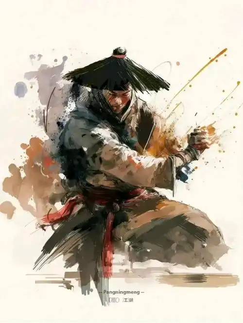 画师胖宁忙烟雨江湖水墨风武侠插画欣赏