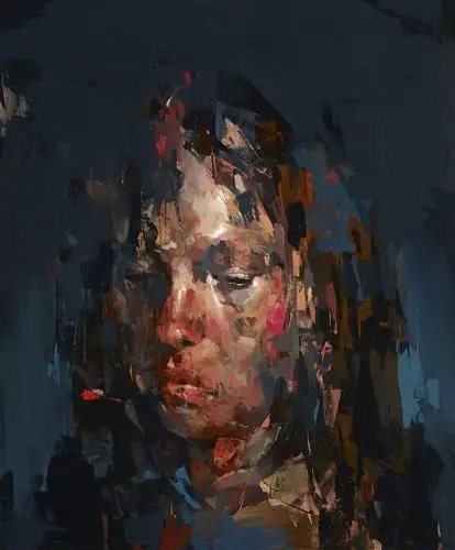 颜料污点和涂片形式的抽象肖像加州艺术家 kai samuels-davis 将线