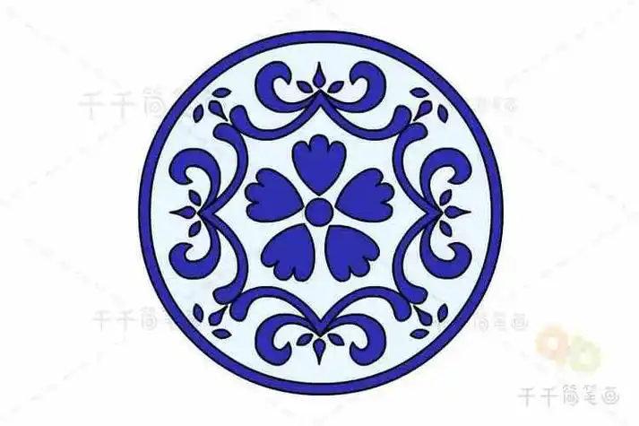 青花瓷图案简笔画生活用品简笔画