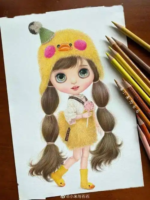 彩铅手绘娃娃可爱,彩铅动漫人物,彩铅画初学者简单图_视频_教程_侵权