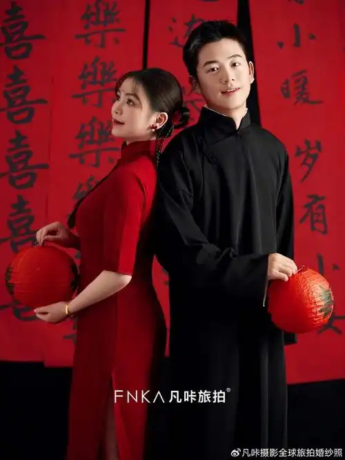 看起来很贵75统一全家审美的喜嫁旗袍婚纱照