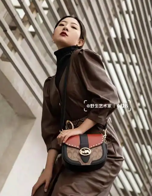 杨紫同款coach蔻驰georgie老花拼色马鞍包折后价1352