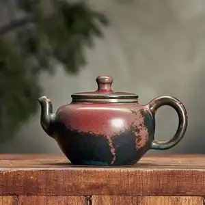 钧窑笑樱壶钧瓷单壶窑变开片可养陶瓷功夫茶具白露伟茶壶大师作品