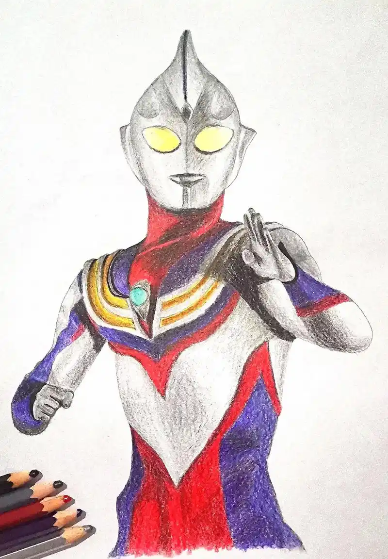 迪迦奥特曼#彩铅画#绘画过程#临摹 - 抖音