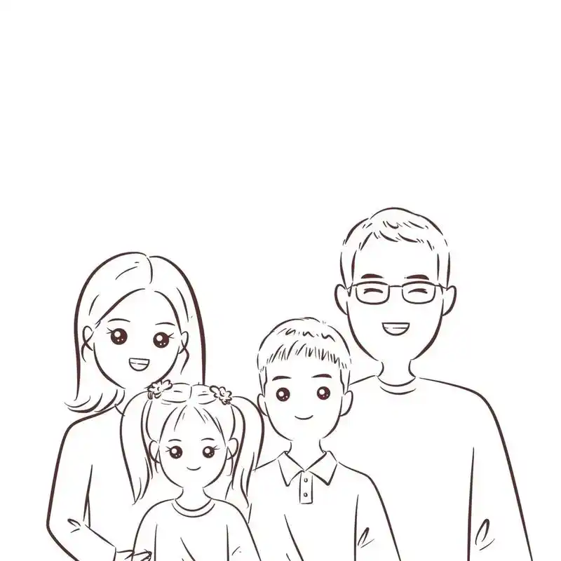 四口之家卡通头像 #手绘卡通头像 成品看着还不错959517 - 抖