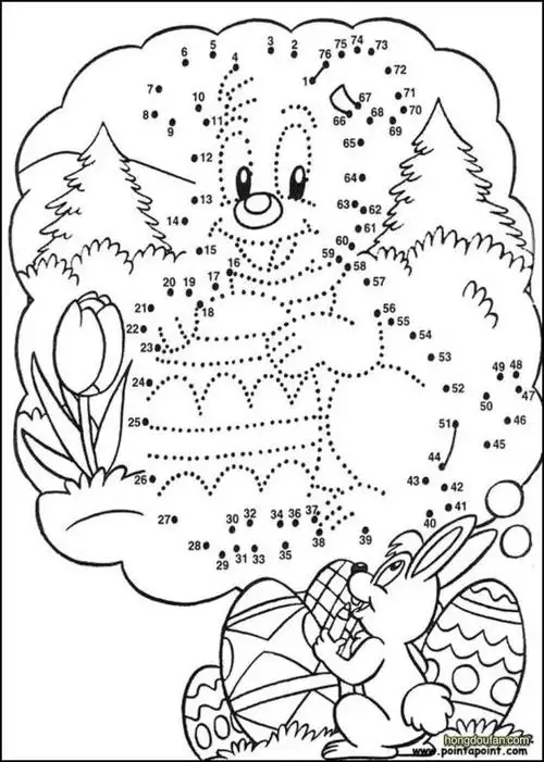 兔子和彩蛋复活节趣味数字连线游戏打印图片下载