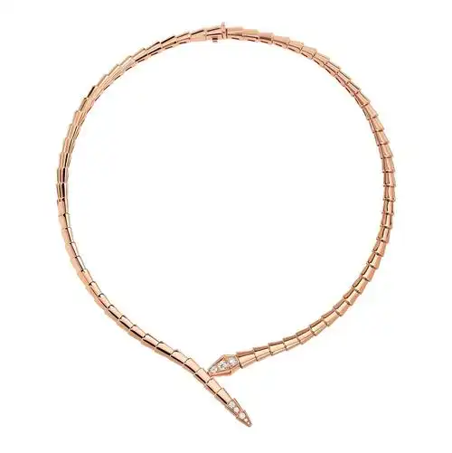 宝格丽「serpenti viper」系列以「蝰蛇 viper」作为灵感 玫瑰金项链