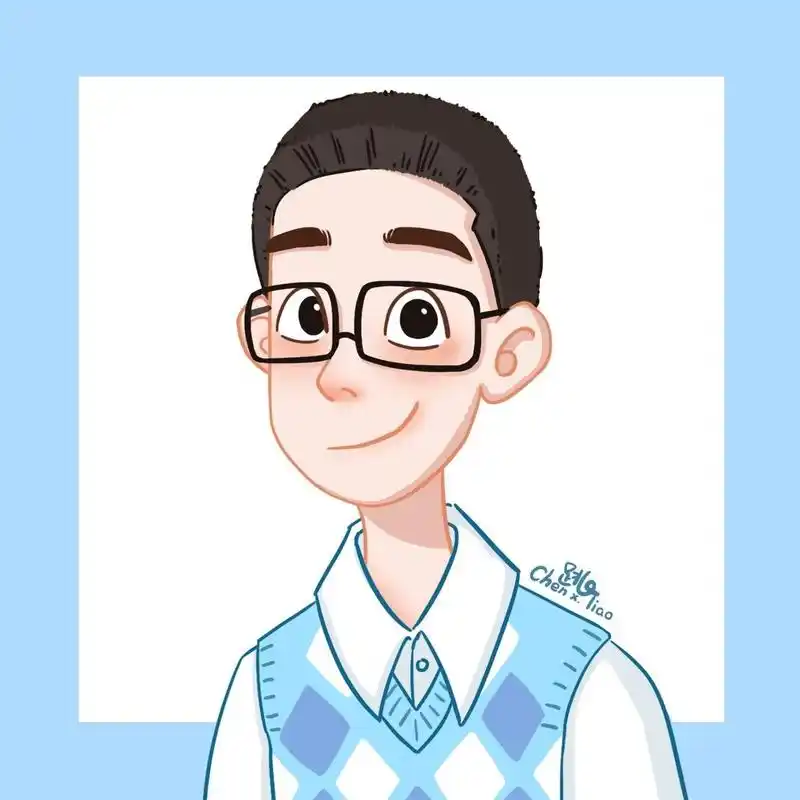 每日练习:帮同事it型男画的卡通头像 it型男标配格子衬衫,黑框眼镜