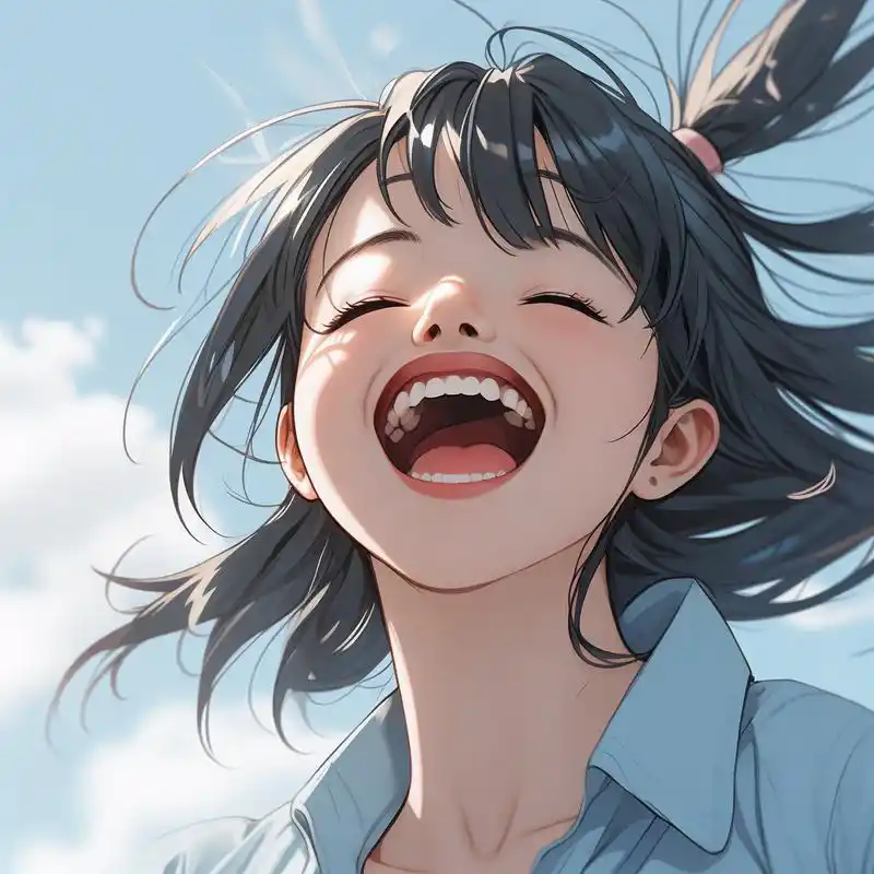 90女孩咧嘴大笑头像97 看看这个笑容满面的女孩,是不是超级治愈呀