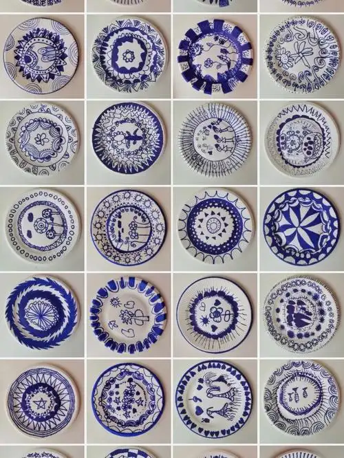 幼儿版纸盘青花瓷