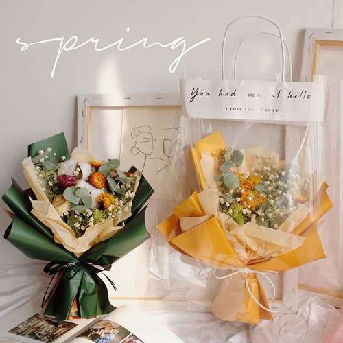 向日葵满天星花束鲜花送男友网红干花礼盒装带灯ins风包装送人