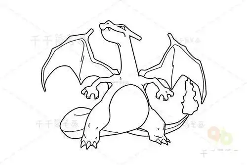 皮卡丘戴喷火龙简笔画