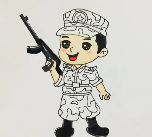 帅气特种兵简笔画怎么画狙击手特种兵简笔画步骤