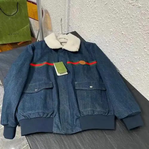 新品gucci古驰家羊羔毛领牛仔外套