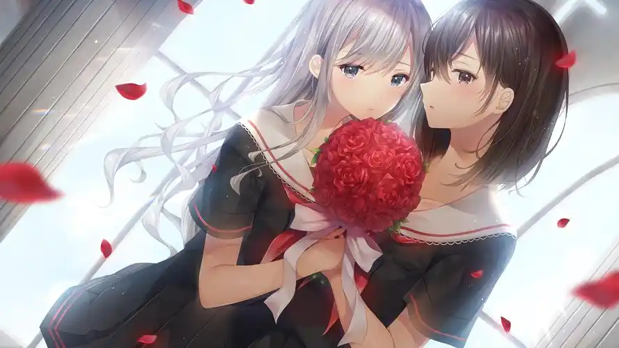 百合 两个女孩 相爱 唯美 好看 4k动漫壁纸壁纸