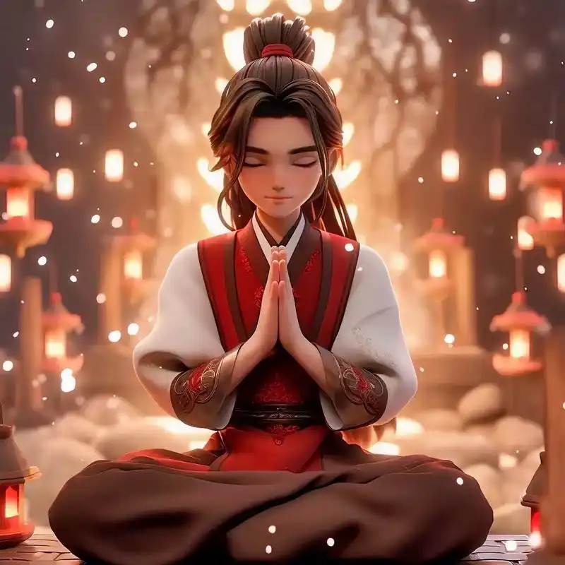 双手合十的古风男头