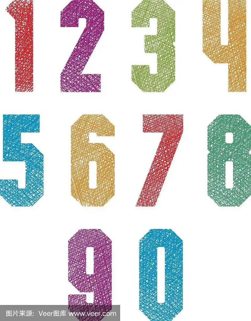 复古风格的几何粗体数字设置与手