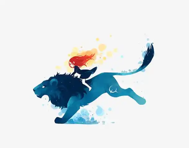 骑着狮子的小女孩