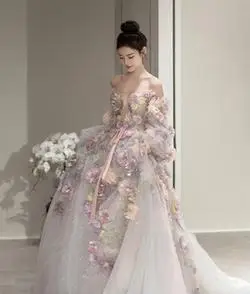 高端晚礼服裙女高级感轻奢亮片敬酒服新娘主持艺考美声演出服拖尾