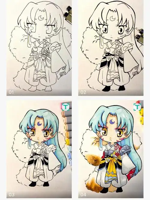 的杀生丸大人～适当修线稿真的是很重要得一步^_^#动漫手绘  #q版人物