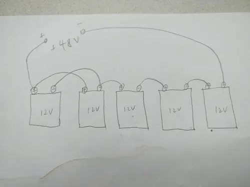 5块12∨电池,变成48∨,需要连接图片