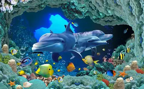 3d立体海底世界系列蓝鲸电视背景墙