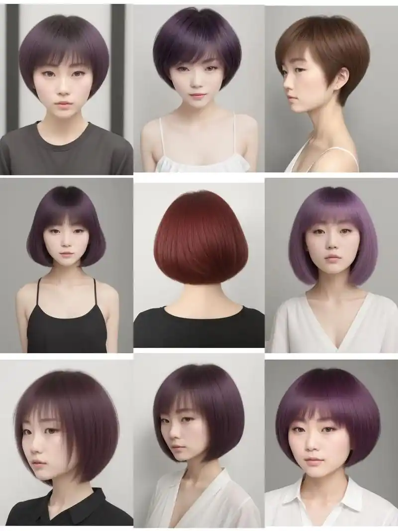 "女士发型发色"女士短发发型.