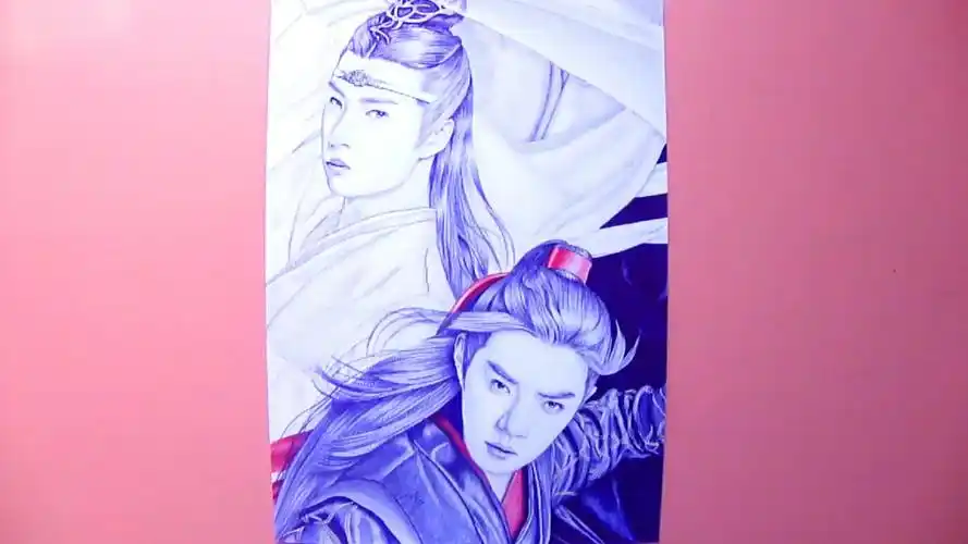 圆珠笔手绘陈情令肖战王一博