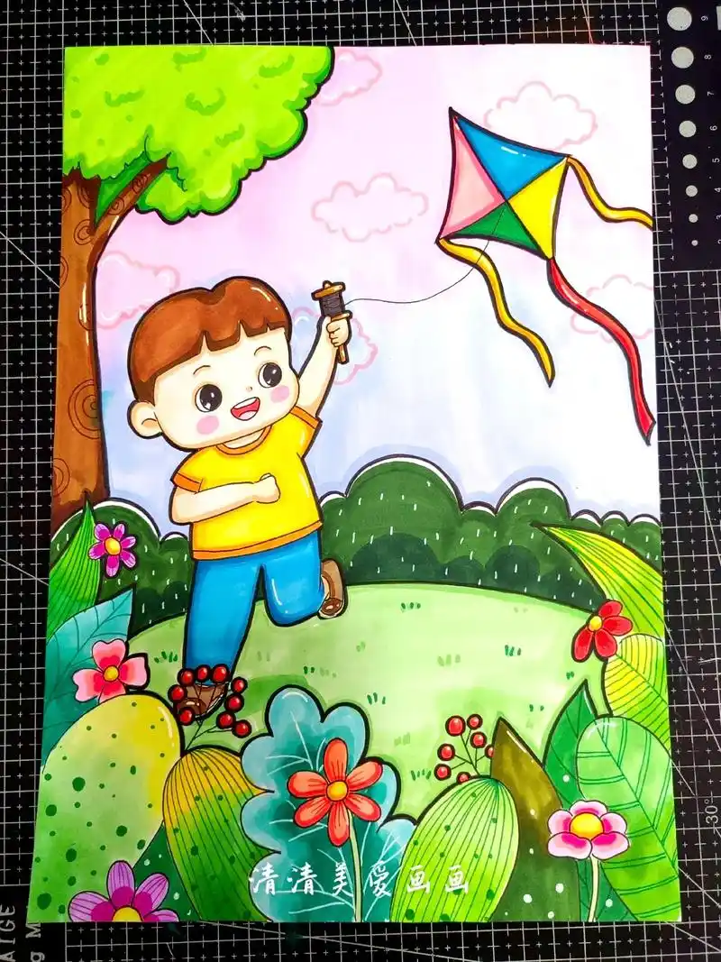 春天主题画#马克笔手绘 #画画 #马克笔儿童画 #春天你好  - 抖音