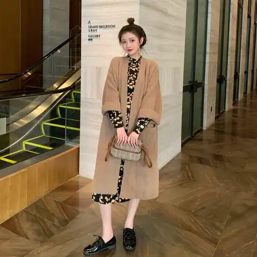 软糯水貂绒针织开衫 女装 2020秋冬宽松慵懒风网红中长款 - 女装/女士