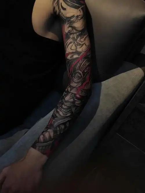 般若鬼武士花臂_纹身图案手稿图片_冯迎春的纹身作品集