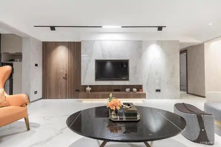 简奢客厅电视背景墙客厅现代简约160m²四居及以上设计图片赏析--土
