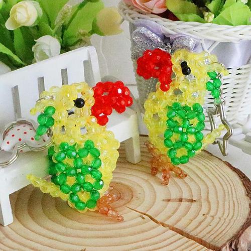 【半成品】diy手工串珠钥匙手机挂件挂坠小动物鹦鹉小鸟材料包