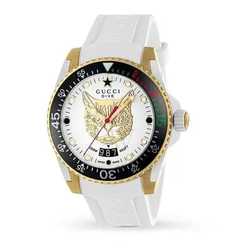 古驰(gucci) 女表 潜水橡胶白色表盘时尚经典石英手表 全球购