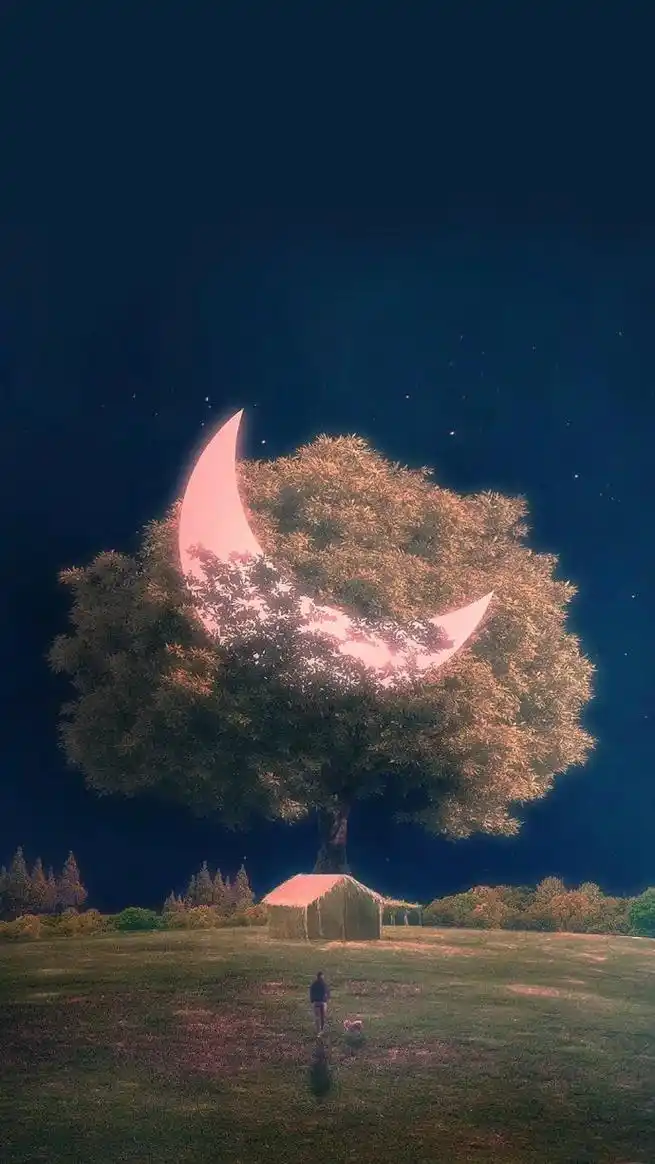 温柔浪漫的月光插画作品精致的月亮插画图片大全