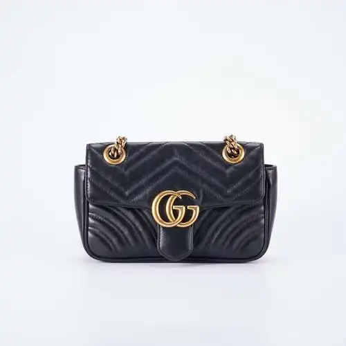 gucci古驰marmont22黑金公价12500女士包袋