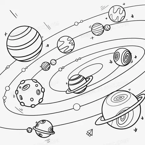 太空简笔画宇宙图案素材