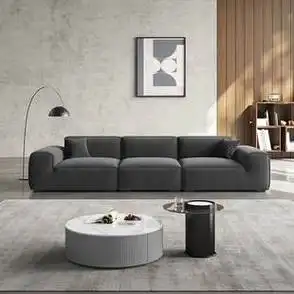 欧派意式极简大黑牛沙发客厅现代简约豆腐块直排轻奢夏图科技布艺