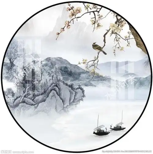 新中式水墨山水画设计图__绘画书法_文化艺术_设计图库_昵图网nipic.c