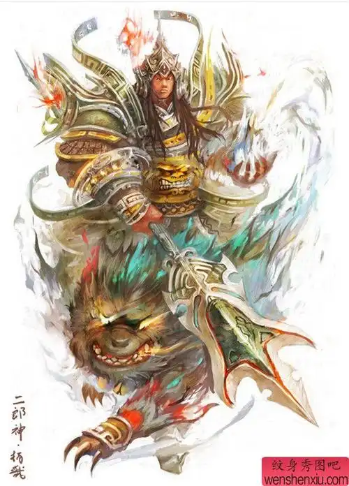 二郎神手稿_纹身二郎神手稿图案_二郎神手稿线稿素材 - 纹身秀