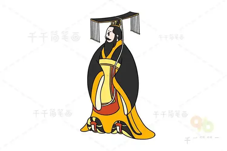 儿童简笔画古代皇上衣服