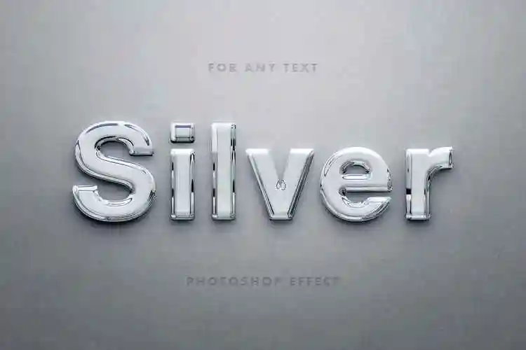 光滑3d银色ps文字效果 glossy 3d silver text effect – 设计小咖