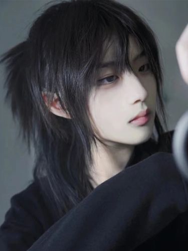 武士头假发男长发狼尾可扎发型网红帅气鲻鱼头自然学生日常全头套